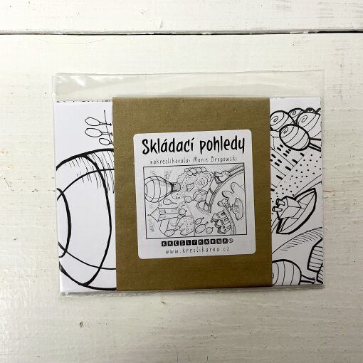 skládací pohled Let balónem omalovánka